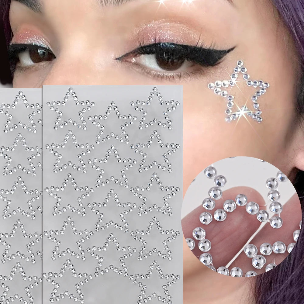 900pcs Face Gem Stickers Self Adhesive Waterproof