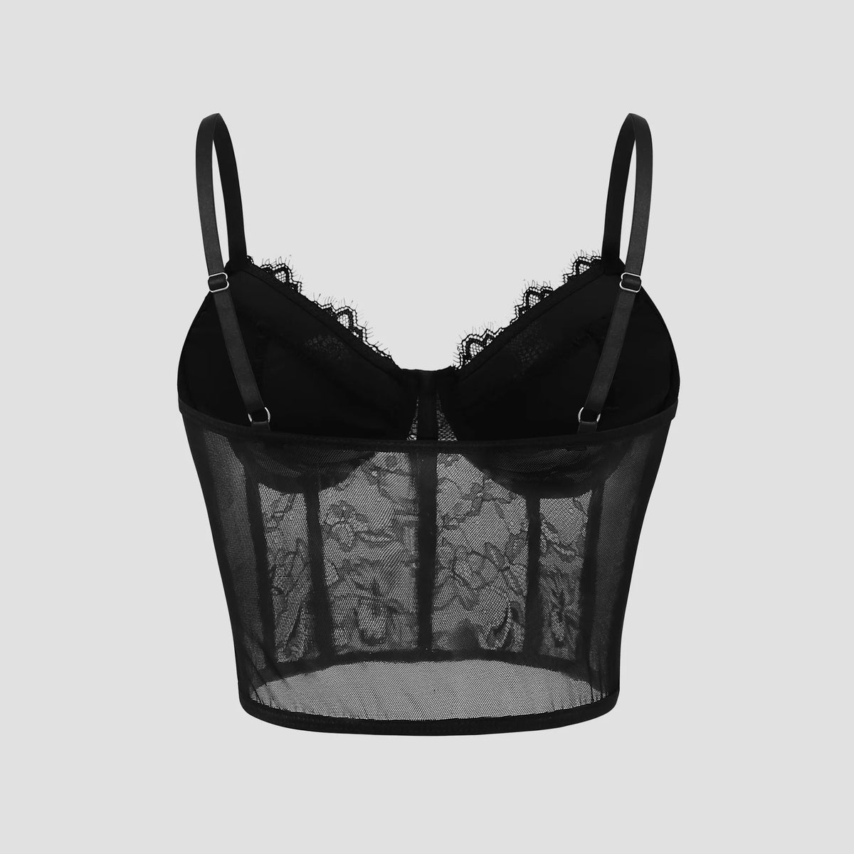 Sexy Black Semi Transparent Bra Mesh Corset Bustier