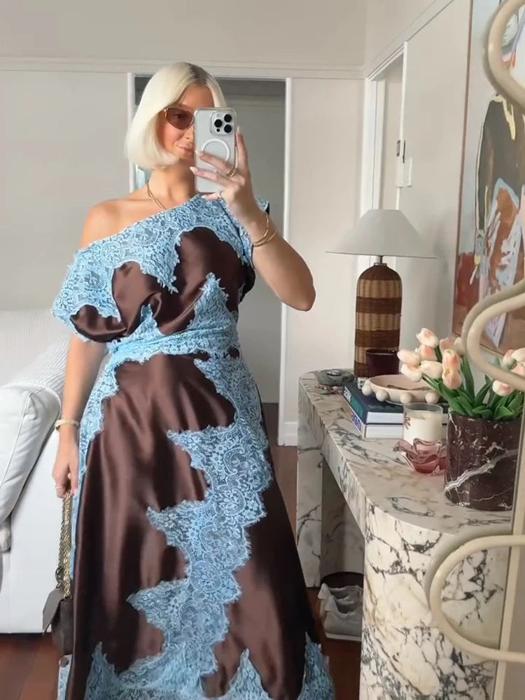 Elegant Lace Patchwork Long Women's Dress