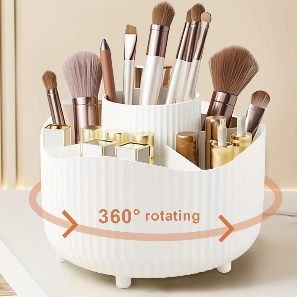 Desktop Rotating Makeup Organizer Cosmetics Storage Box Slot Makeup Versatile Holder for Brushes