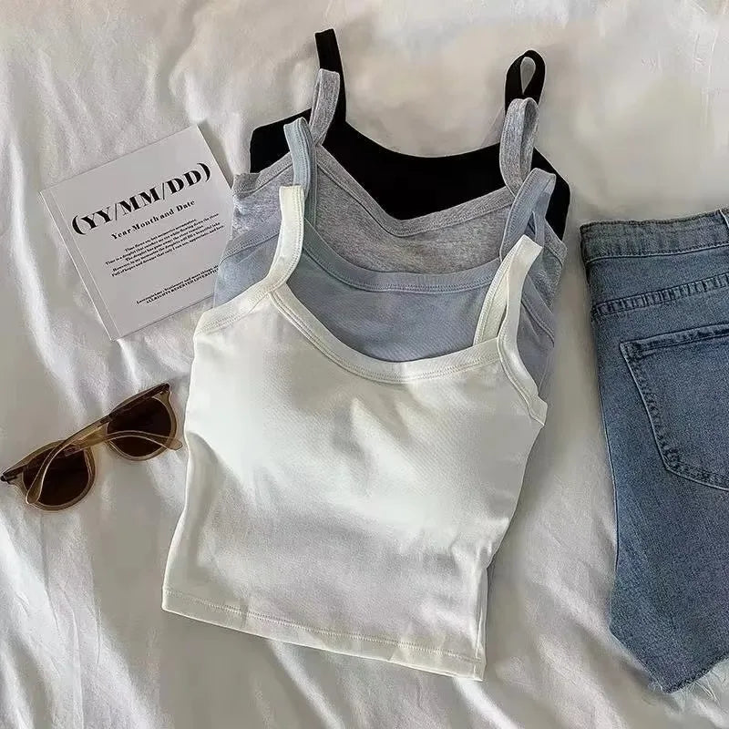 Crop Top Women Sexy Camisole Girl Basic T-shirt