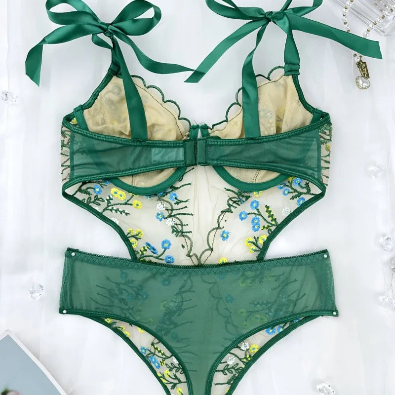 Bra and Panties Sets Thong and Bra Lace Floral
