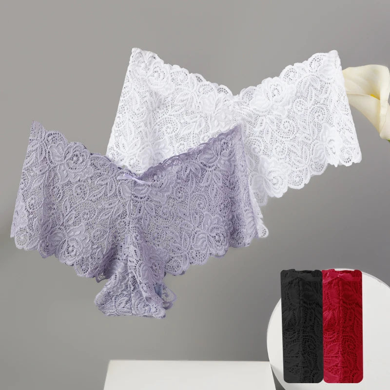 3Pcs Sexy Floral Lace Panties Women Briefs