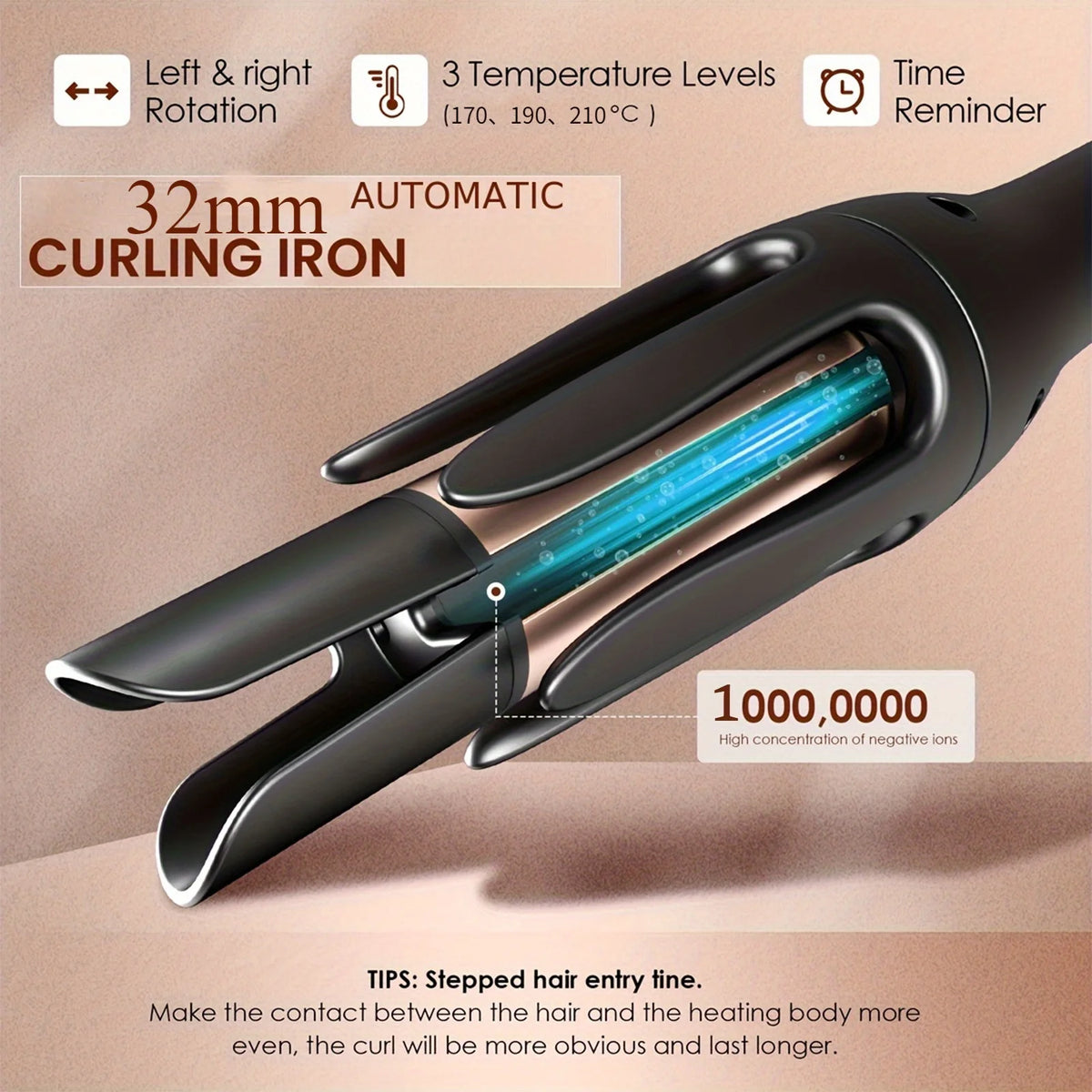 SoftAura Automatic Curling Iron 32mm Large Barrel Big Wave Styling Tool