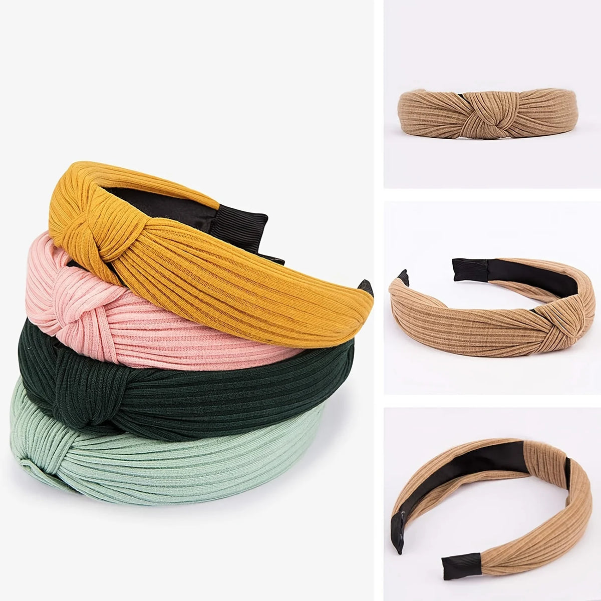 8-piece women's multicolor striped top knot headband