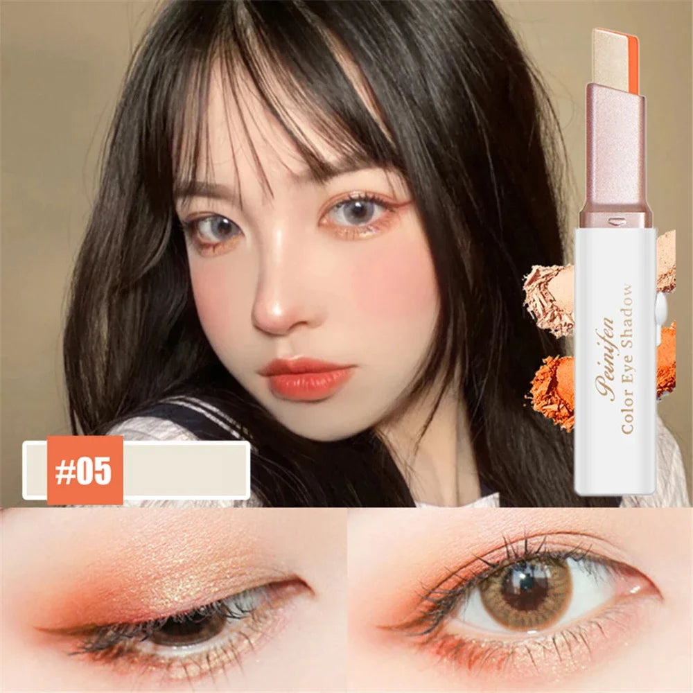 1Pcs Professional 2 In 1 Double Color Velvet Eye Shadow Stick Waterproof