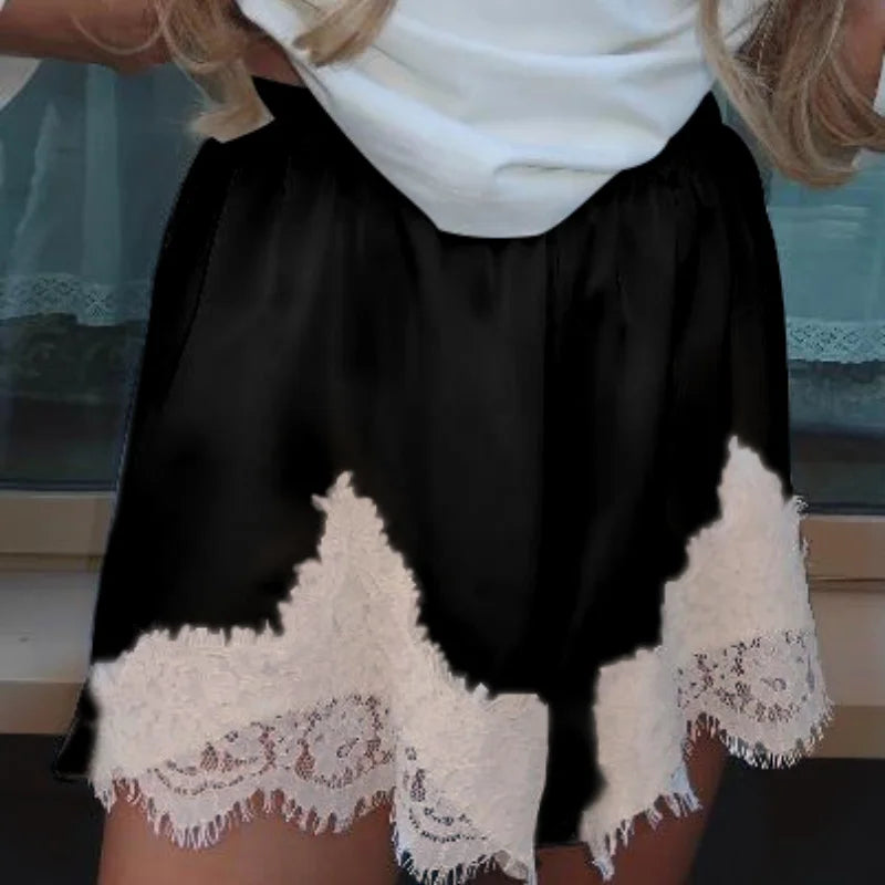 Women Slik Lace Trim Shorts Mini Slip Boxer Shorts
