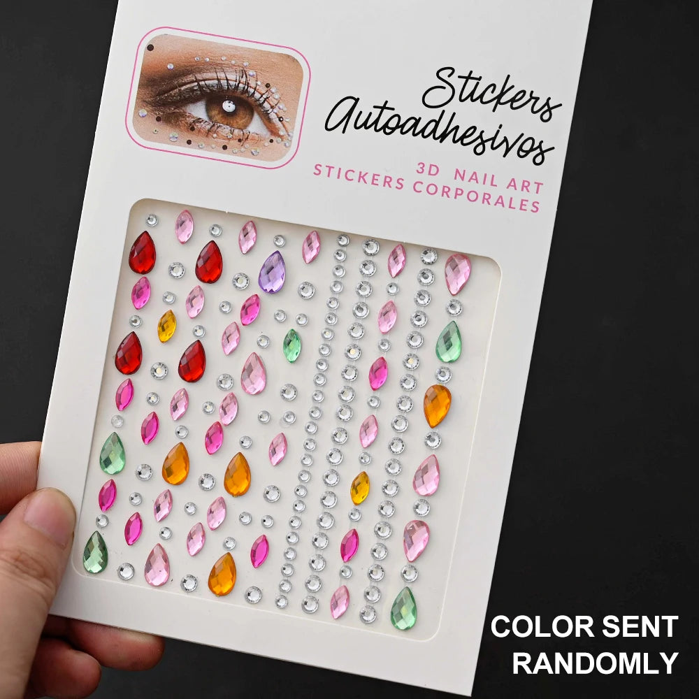 900pcs Face Gem Stickers Self Adhesive Waterproof