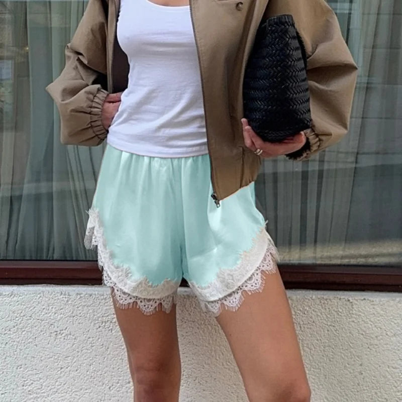 Women Slik Lace Trim Shorts Mini Slip Boxer Shorts