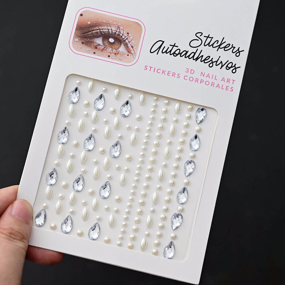 900pcs Face Gem Stickers Self Adhesive Waterproof
