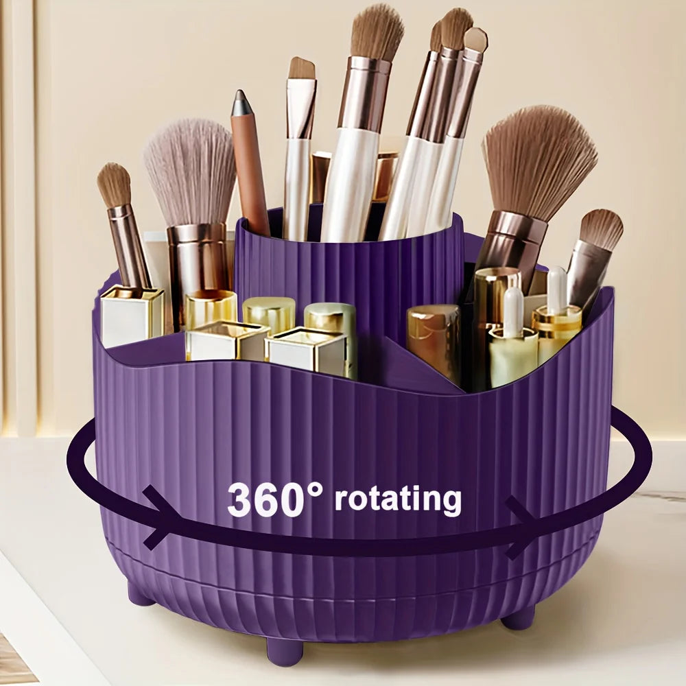 Desktop Rotating Makeup Organizer Cosmetics Storage Box Slot Makeup Versatile Holder for Brushes