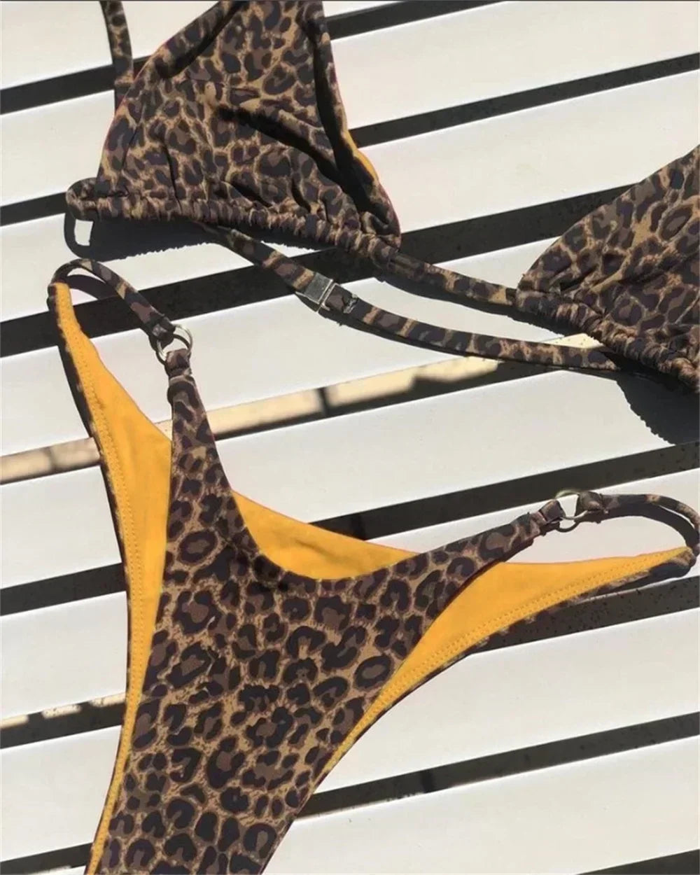 Sexy String Bikini Leopard Print Triangle Thong Brazilian Beach Bathing Suit