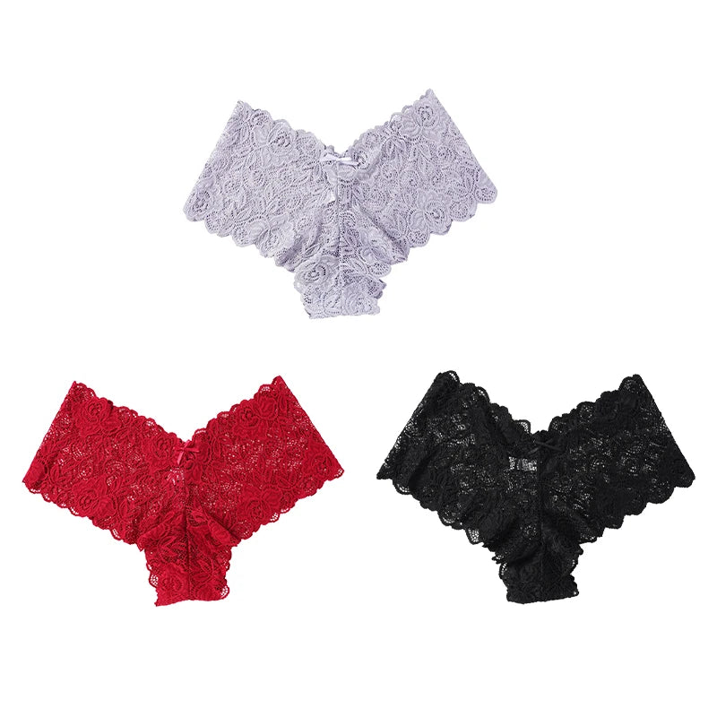 3Pcs Sexy Floral Lace Panties Women Briefs