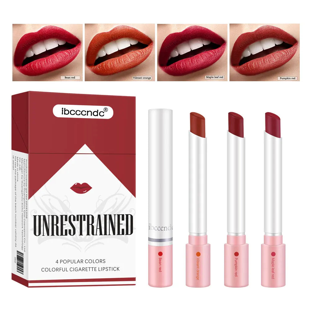 4 pcs/set Cigarette Lipstick Set Long Lasting Lip Glaze Matte Lip Gloss Waterproof Lip Stick