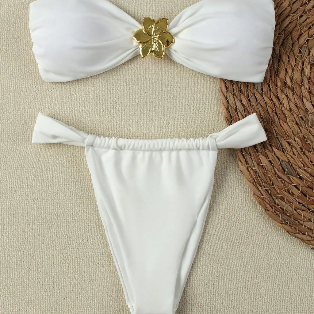Sexy Bandeau Push-Up Bikini Set - Brazilian Thong Swimwear for Women